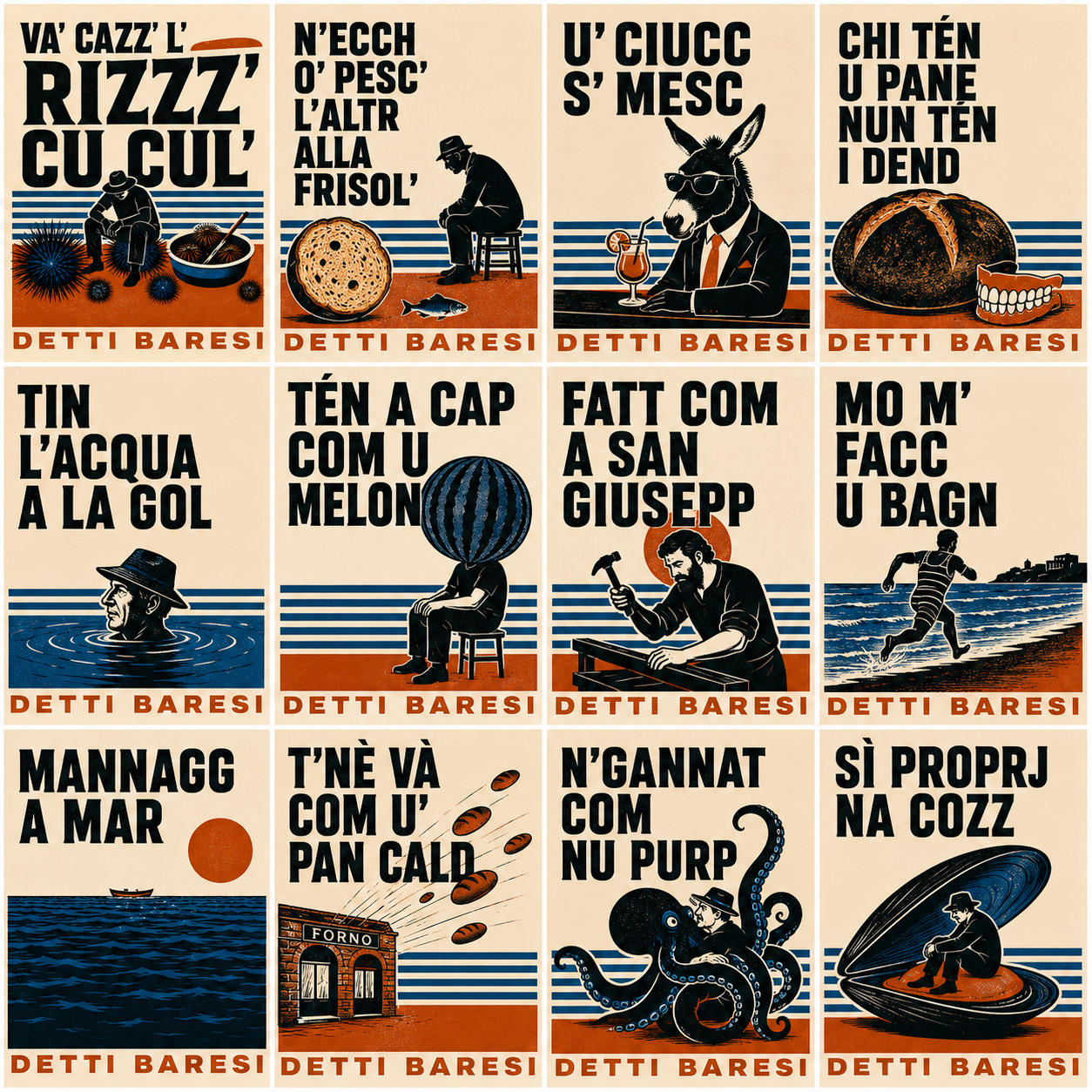 Raccolta di manifesti originali Detti Baresi