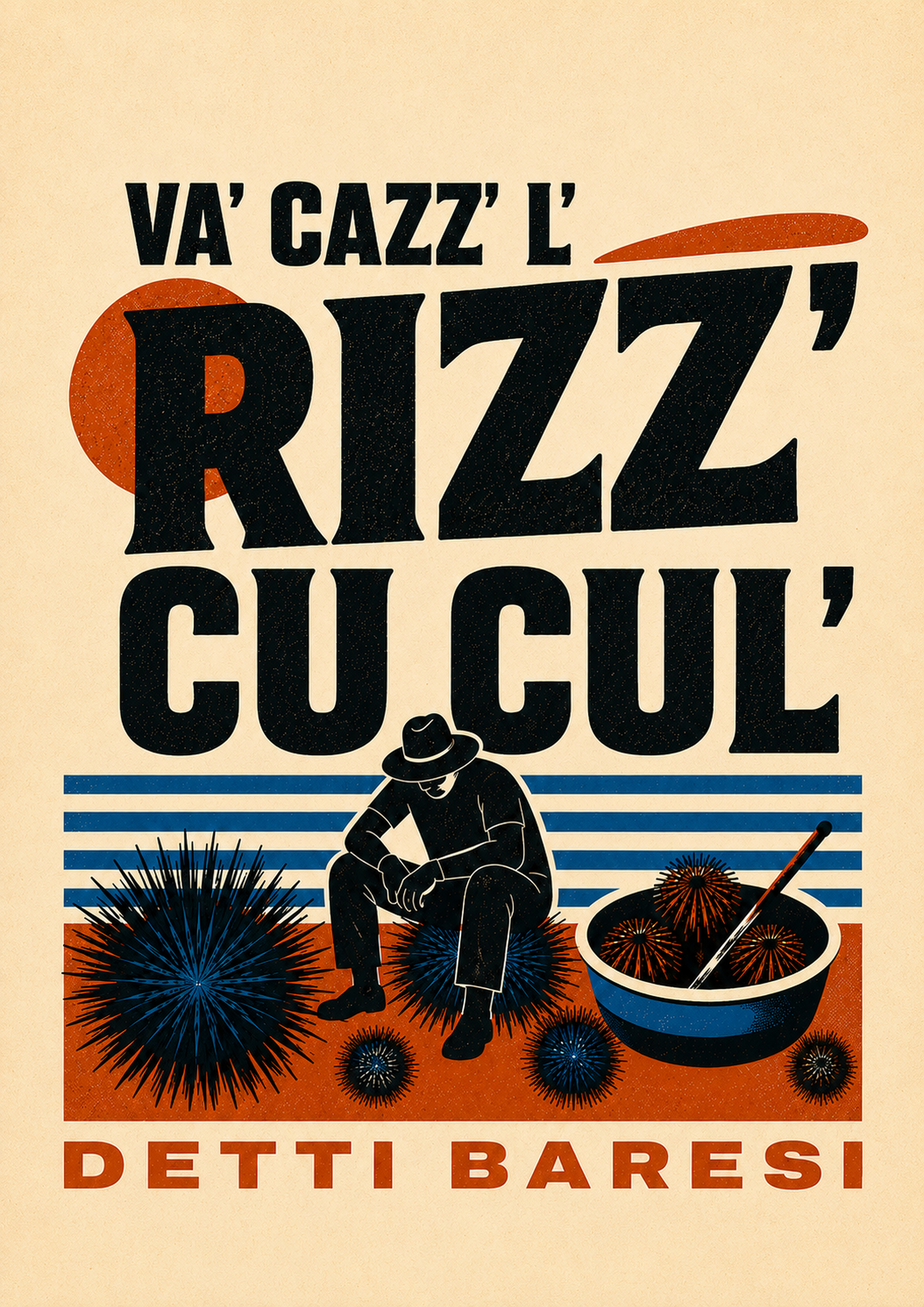Manifesto Detti Baresi con raccoglitore e ricci di mare